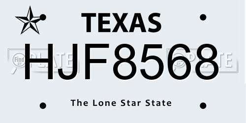 HJF8568 Texas License Plate