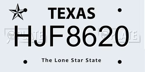 HJF8620 Texas License Plate