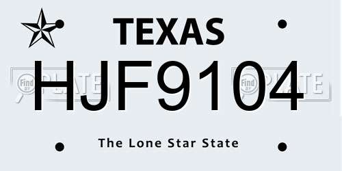 HJF9104 Texas License Plate