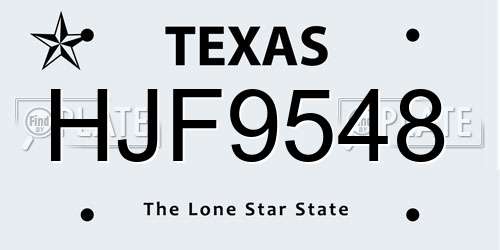 HJF9548 Texas License Plate