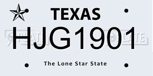 HJG1901 Texas License Plate