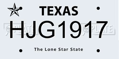 HJG1917 Texas License Plate