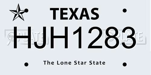 HJH1283 Texas License Plate