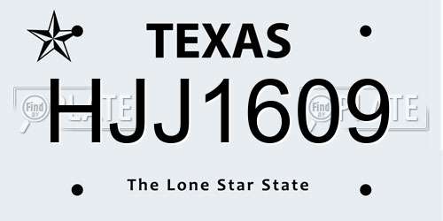 HJJ1609 Texas License Plate