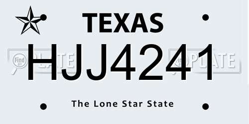 HJJ4241 Texas License Plate
