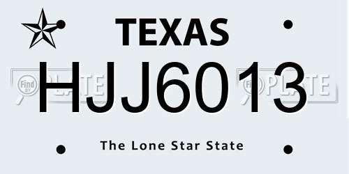 HJJ6013 Texas License Plate