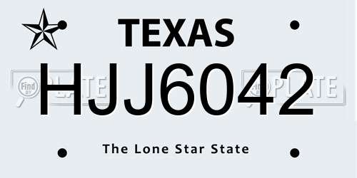 HJJ6042 Texas License Plate