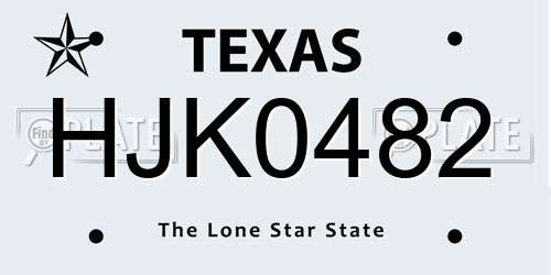 HJK0482 Texas License Plate