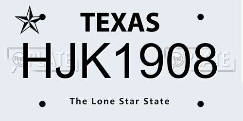 HJK1908 Texas License Plate