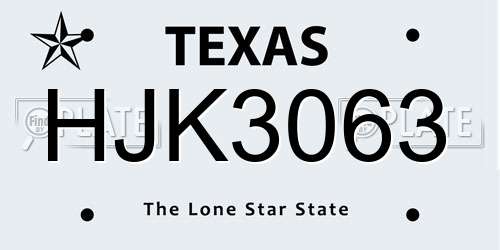 HJK3063 Texas License Plate