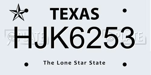HJK6253 Texas License Plate