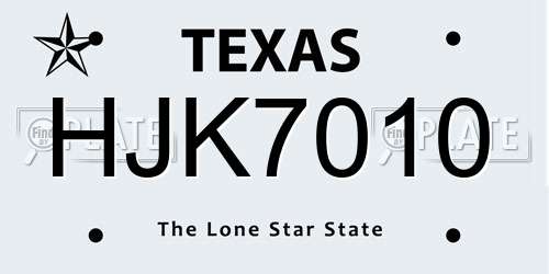 HJK7010 Texas License Plate