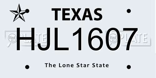 HJL1607 Texas License Plate