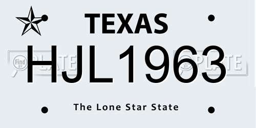 HJL1963 Texas License Plate