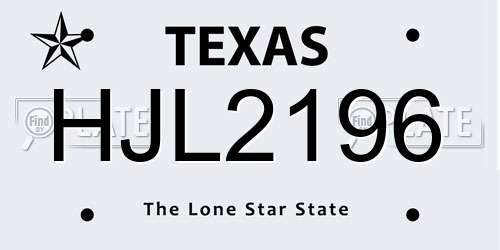 HJL2196 Texas License Plate