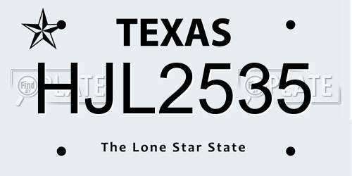 HJL2535 Texas License Plate
