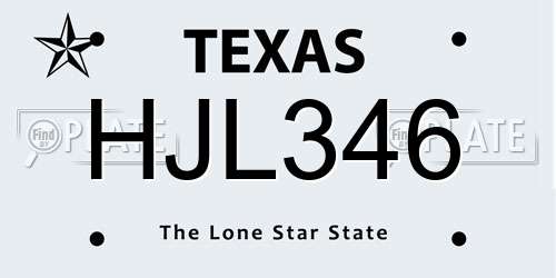 HJL346 Texas License Plate