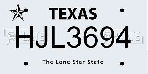 HJL3694 Texas License Plate