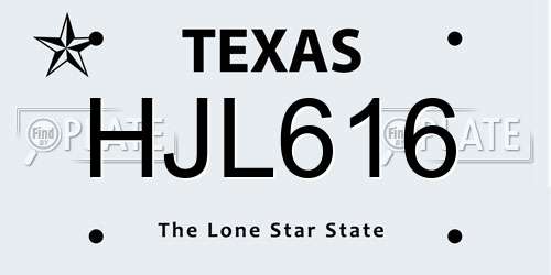 HJL616 Texas License Plate