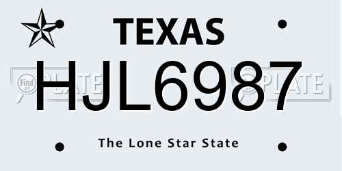 HJL6987 Texas License Plate