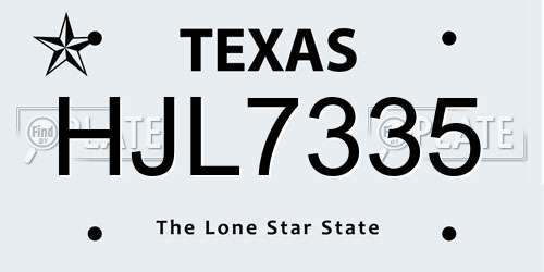 HJL7335 Texas License Plate
