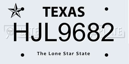 HJL9682 Texas License Plate