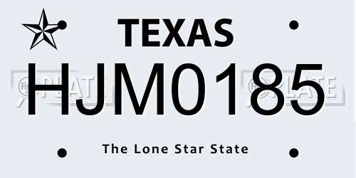 HJM0185 Texas License Plate
