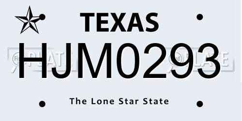 HJM0293 Texas License Plate