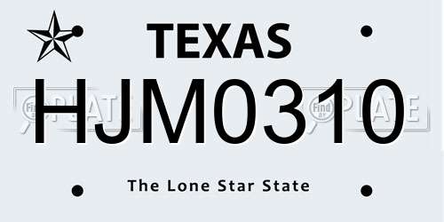 HJM0310 Texas License Plate