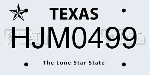 HJM0499 Texas License Plate