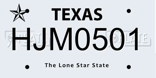 HJM0501 Texas License Plate