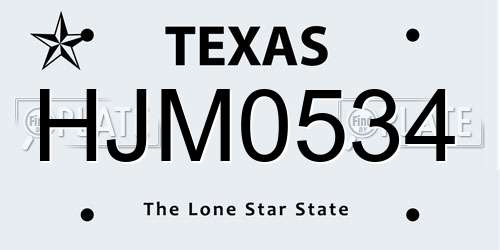 HJM0534 Texas License Plate