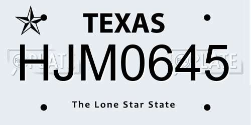 HJM0645 Texas License Plate