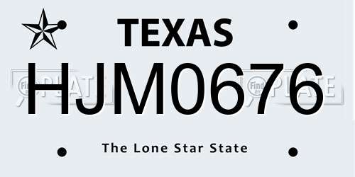 HJM0676 Texas License Plate