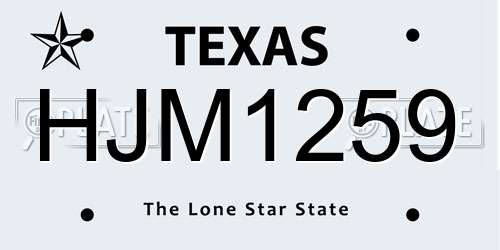 HJM1259 Texas License Plate