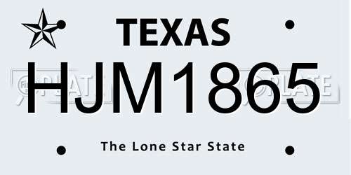 HJM1865 Texas License Plate