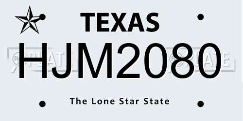 HJM2080 Texas License Plate