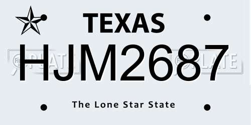 HJM2687 Texas License Plate