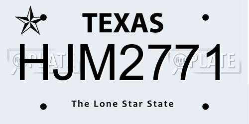 HJM2771 Texas License Plate