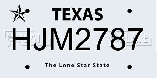 HJM2787 Texas License Plate