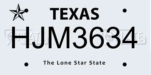 HJM3634 Texas License Plate