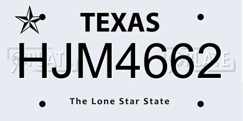 HJM4662 Texas License Plate