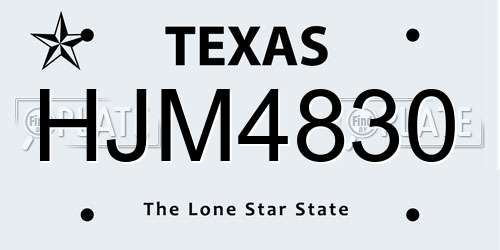 HJM4830 Texas License Plate