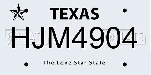 HJM4904 Texas License Plate
