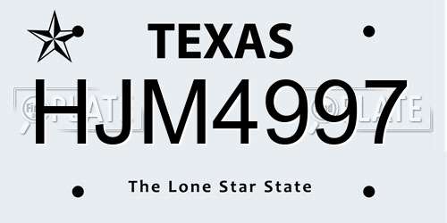 HJM4997 Texas License Plate