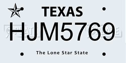 HJM5769 Texas License Plate