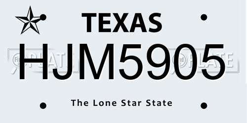 HJM5905 Texas License Plate