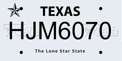 HJM6070 Texas License Plate