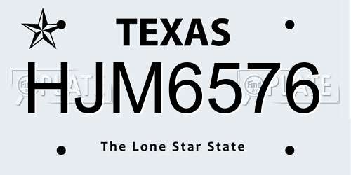 HJM6576 Texas License Plate