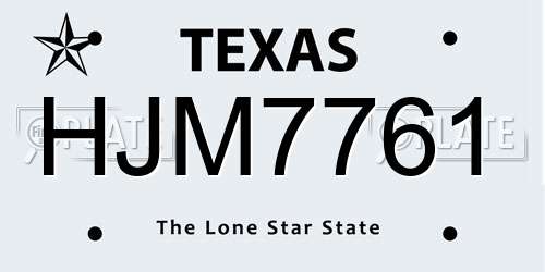 HJM7761 Texas License Plate
